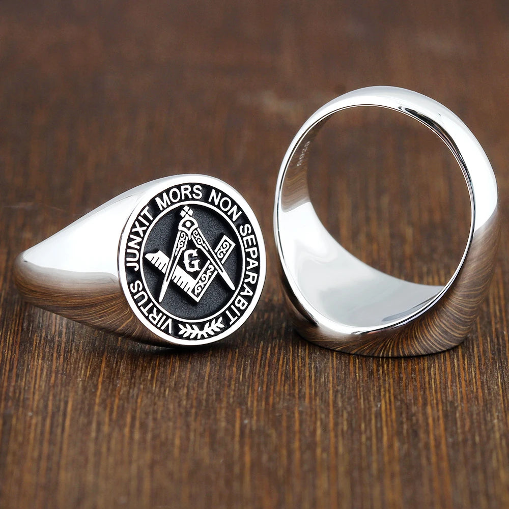 Master Mason Blue Lodge Ring - S&C G Virtus Junxit Mors Non Separabit Sterling