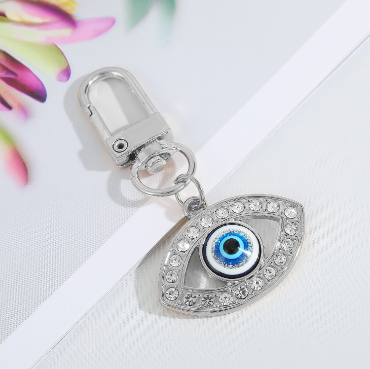 Eye Of Providence Keychain - Silver With Blue All-Seeing Eye - Bricks Masons