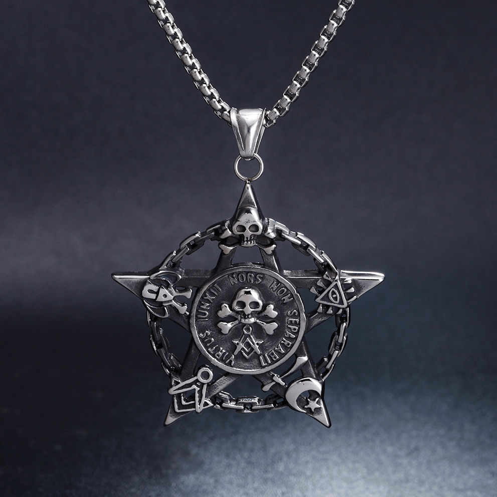 Widows Sons Necklace - Fivepointed Star Skull & Bones