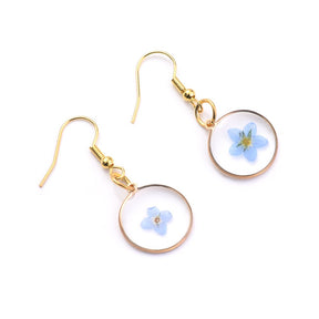 Masonic Earring -  Forget Me Not Flat Round Resin - Bricks Masons