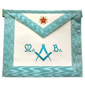 Master Mason Blue Lodge French Apron - Sky Blue Silk & Moire