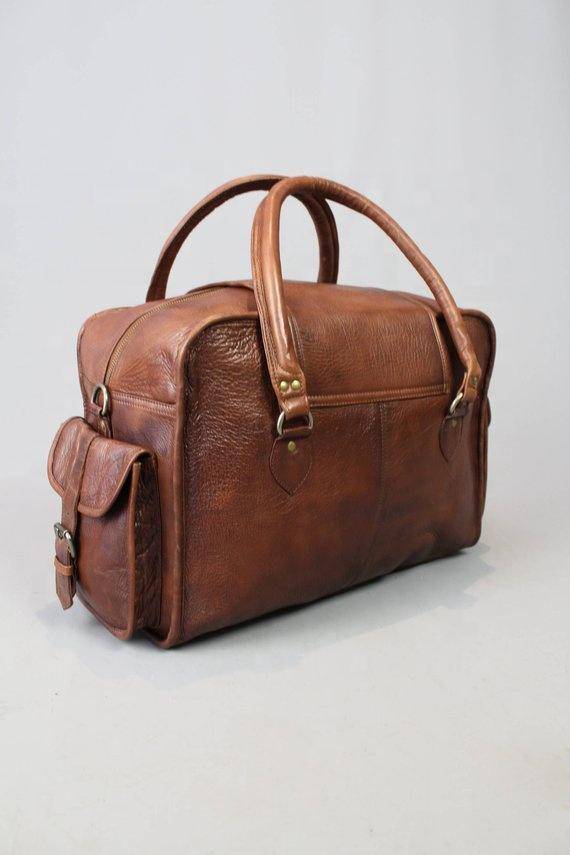 Master Mason Blue Lodge Travel Bag - Vintage Brown Leather