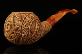 Master Mason Blue Lodge Meerschaum Pipe - Handcrafted With Square & Compass G - Bricks Masons