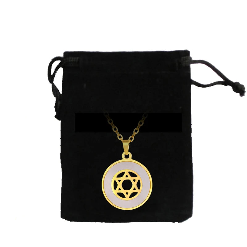 Ancient Israel - Star of David Pendant Necklace Solomon Seal Six-pointed Star Necklace Stainless Steel - Bricks Masons