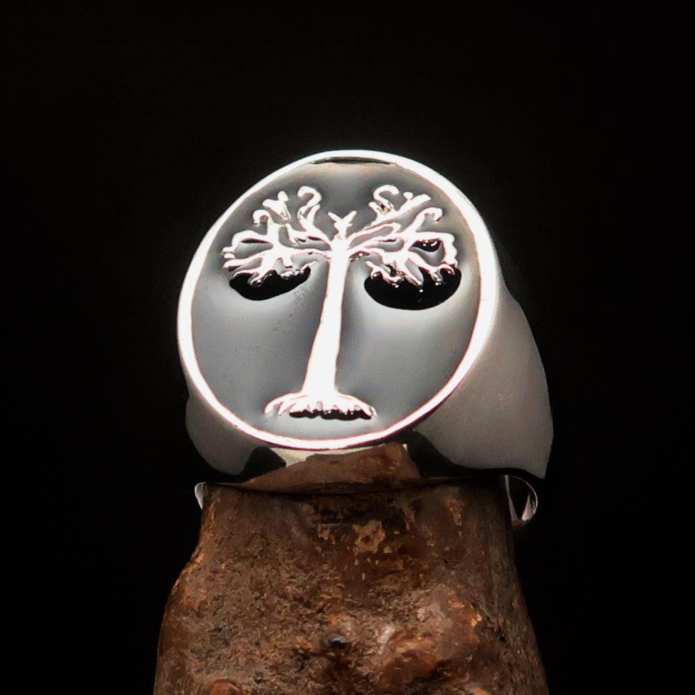Ancient Israel Ring - Black Tree of Life Sterling Silver - Bricks Masons
