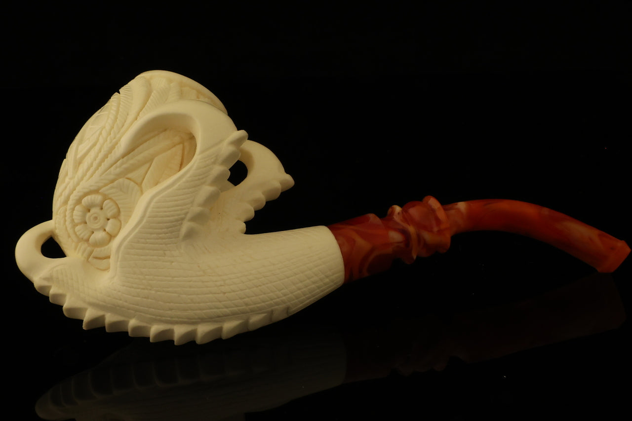 Master Mason Blue Lodge Meerschaum Pipe - Handcrafted Square and Compass G - Bricks Masons