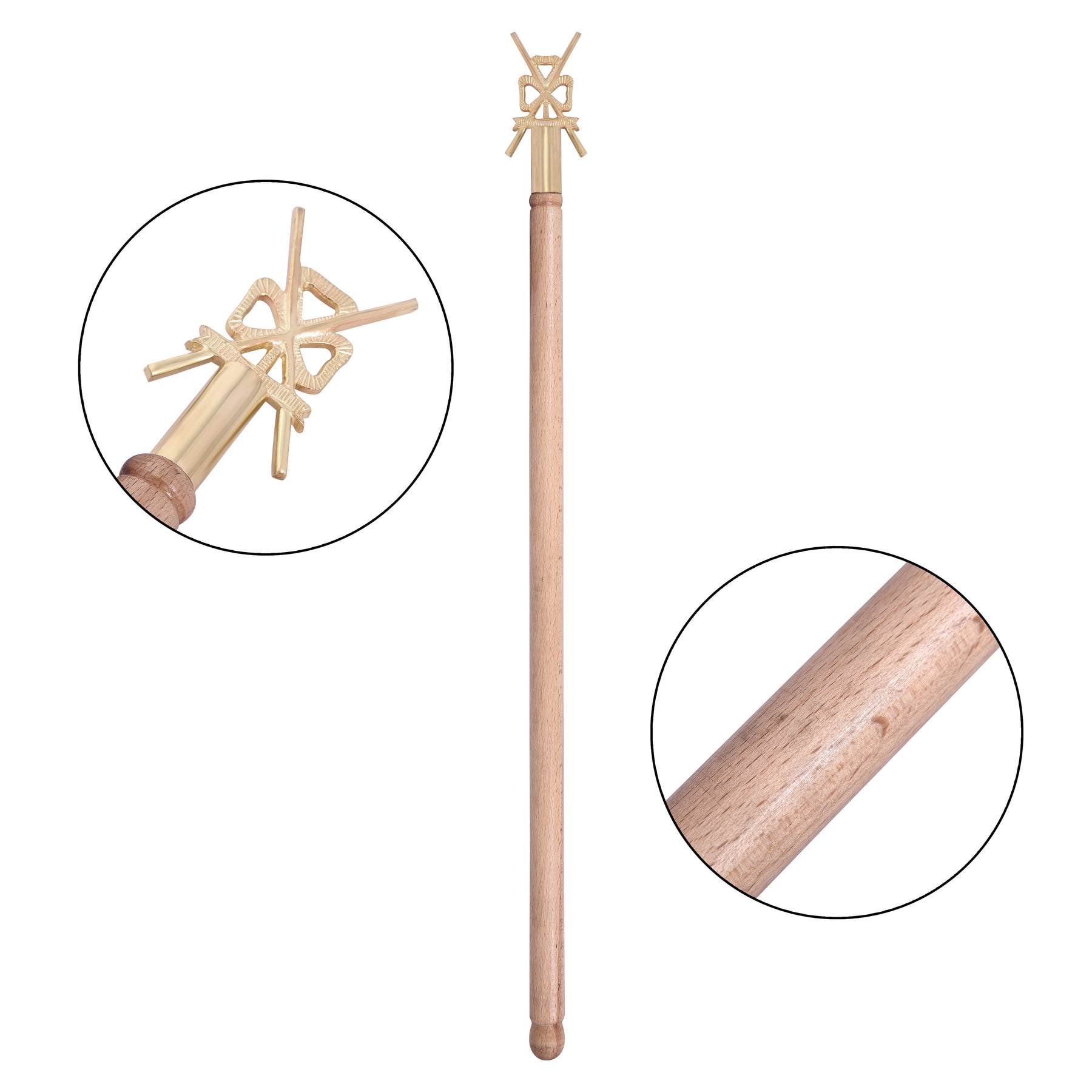Commander Red Cross of Constantine Baton - Wooden Stick & Gold Plated - Bricks Masons