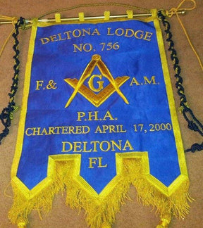 Custom Masonic Banner - Handmade Embroidery Expose - Bricks Masons
