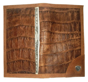 Past Master Blue Lodge Wallet - Ariat Long Gator Print Leather - Bricks Masons