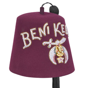 Daughters Of Sphinx Fez Hat - Burgundy Wool Rhinestones Letters - Bricks Masons