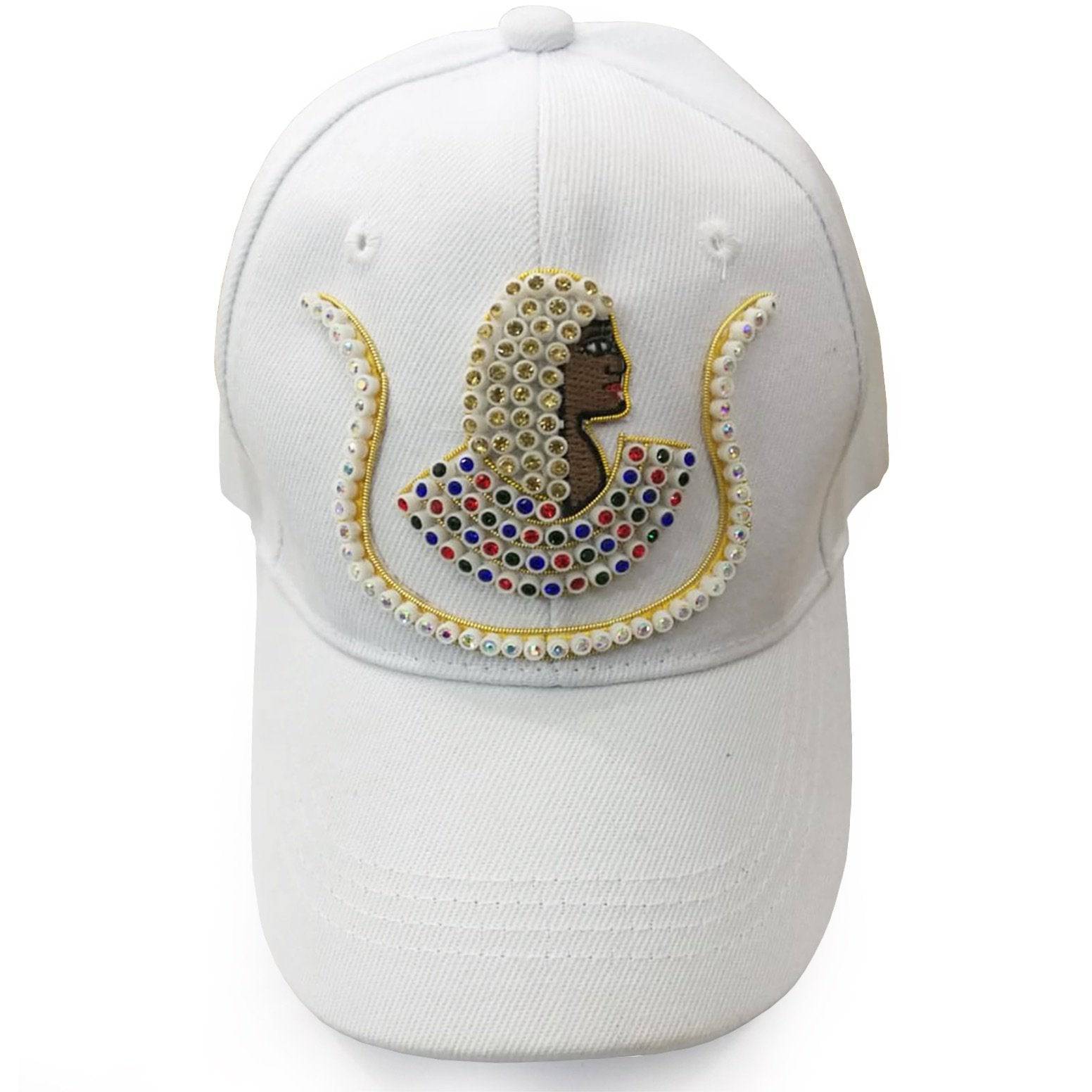 DOI Baseball Cap - White with Jewels & Bullion Embroidery - Bricks Masons