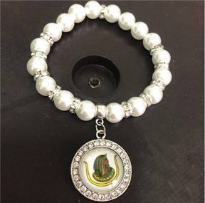 DOI Bracelet - 10mm Charm Glass Bead - Bricks Masons