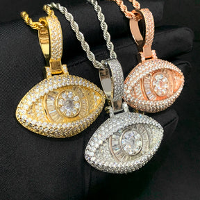 Eye Of Providence Necklace - Iced Out Bling 5A Cubic Zirconia - Bricks Masons