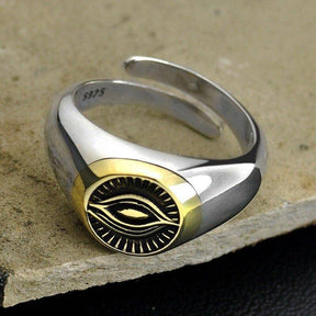 Eye Of Providence Ring - Classic Golden Eye Resizable 925 Sterling Silver - Bricks Masons