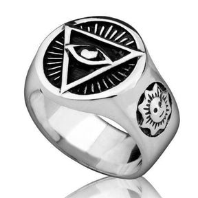Eye Of Providence Ring - Pyramid 925 Sterling Silver - Bricks Masons