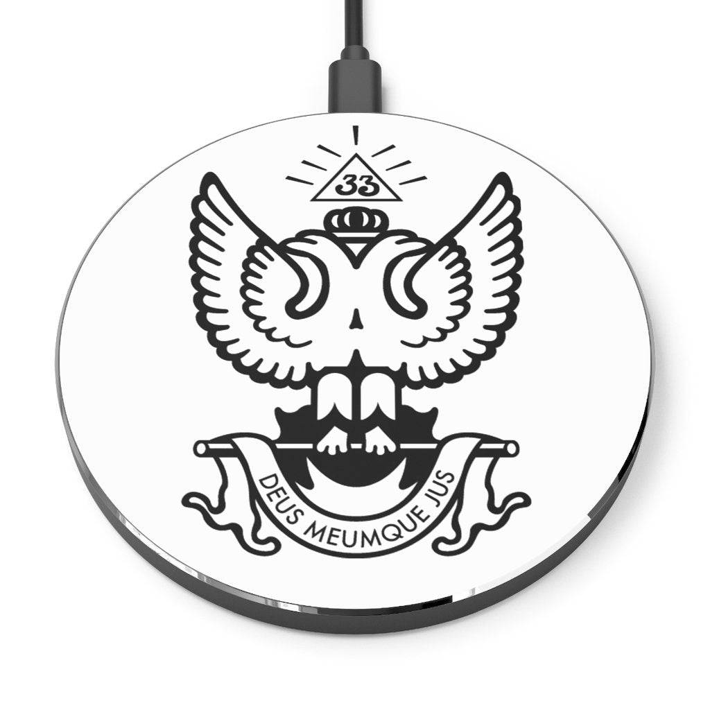 33rd Degree Scottish Rite Wireless Charger - Wings Up Black & White