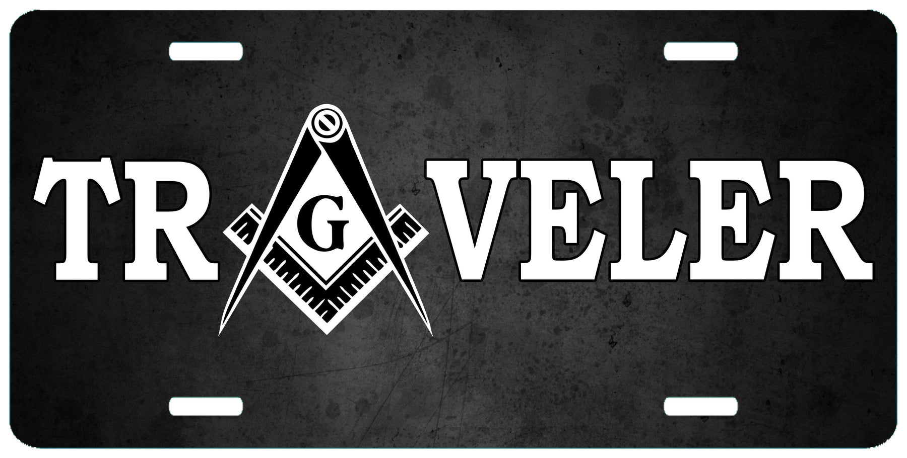 Master Mason Blue Lodge License Plate Frame - Traveler Mason High Gloss Aluminum - Bricks Masons