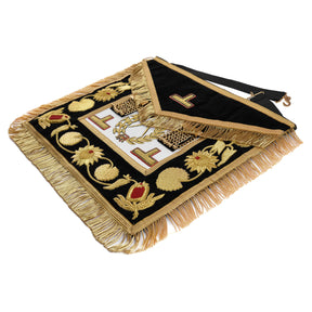 Grand Inspector Apron - Blue Velvet With Gold Hand Embroidery Bullion - Bricks Masons