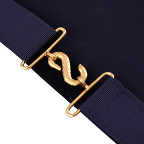 Grand Inspector Apron - Blue Velvet With Gold Hand Embroidery Bullion - Bricks Masons