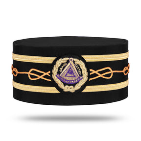 Grand Master Blue Lodge Crown Cap - Black Machine Embroidery Patch With Two Braids - Bricks Masons