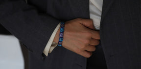 Master Mason Blue Lodge Bracelet - Handcrafted Blue & Black Enamel - Bricks Masons