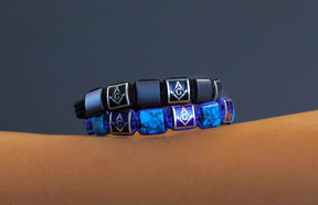 Master Mason Blue Lodge Bracelet - Handcrafted Blue & Black Enamel - Bricks Masons