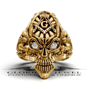 Master Mason Blue Lodge Ring - Skull Shape Various Colors & Materials - Bricks Masons