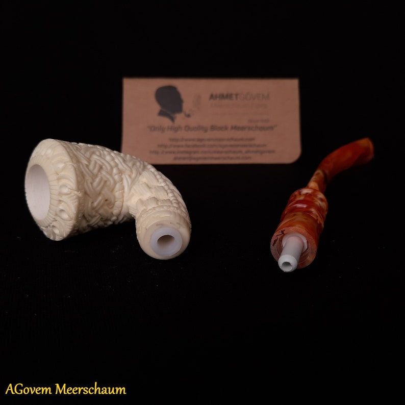 Master Mason Blue Lodge Meerschaum Pipe - Handmade Free Mason With Fitted Case - Bricks Masons