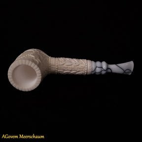 Master Mason Blue Lodge Meerschaum Pipe - Handmade With Velvet Case - Bricks Masons