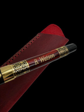 Master Mason Blue Lodge Pen - Engraved Pen in Genuine Leather Case - Bricks Masons