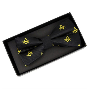 Master Mason Blue Lodge Bow Tie - Tailor Made Square and Compass Black & Gold - Bricks Masons