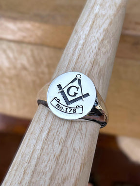 Master Mason Blue Lodge Ring - Custom Lodge Number