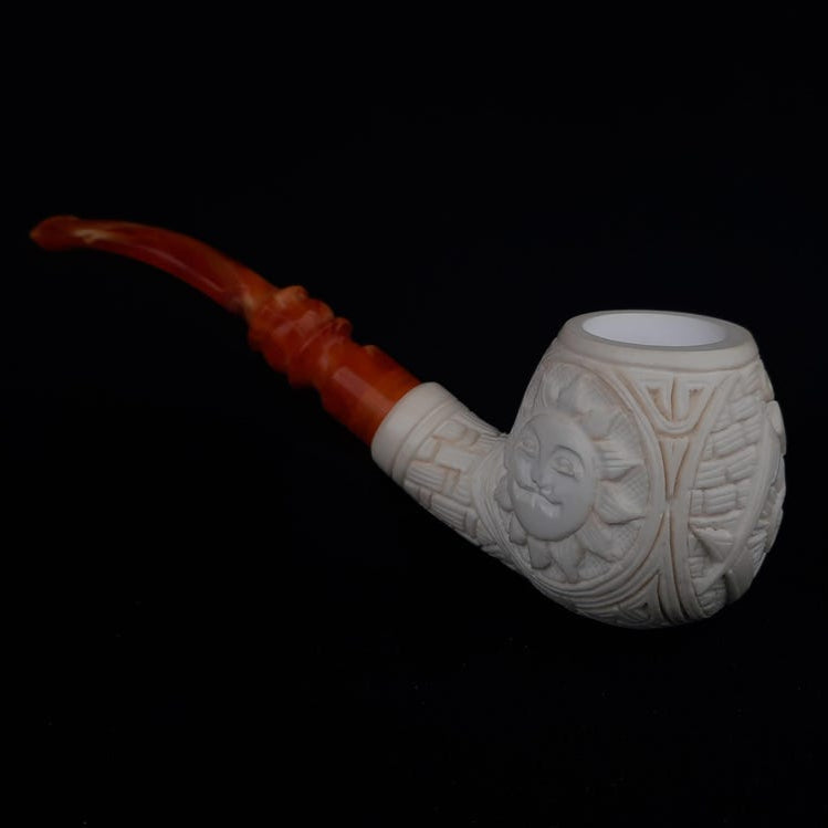 Master Mason Blue Lodge Meerschaum Pipe - Handmade With Square & Compass - Bricks Masons