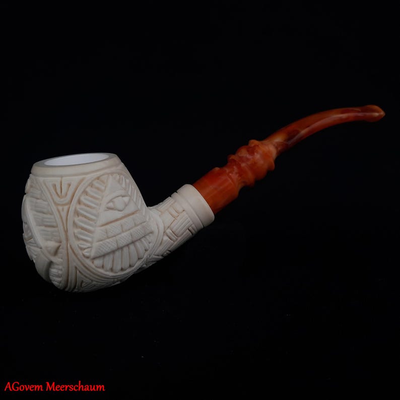 Master Mason Blue Lodge Meerschaum Pipe - Handmade With Square & Compass - Bricks Masons