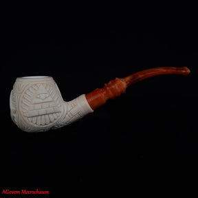 Master Mason Blue Lodge Meerschaum Pipe - Handmade With Square & Compass - Bricks Masons