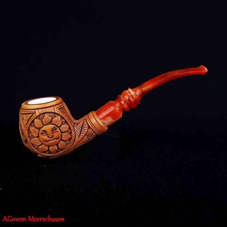 Master Mason Blue Lodge Meerschaum Pipe - Eye of Providence With Square & Compass G - Bricks Masons