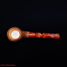 Master Mason Blue Lodge Meerschaum Pipe - Eye of Providence With Square & Compass G - Bricks Masons