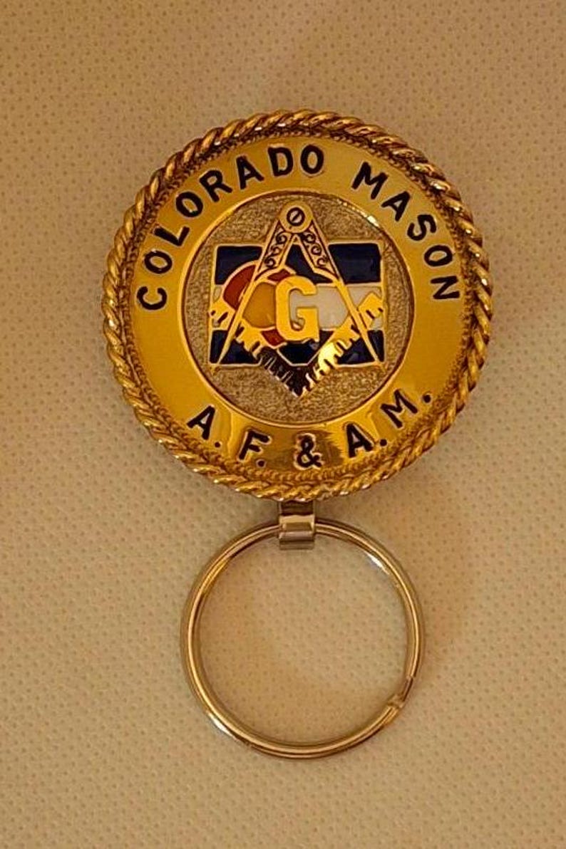 Master Mason Blue Lodge Keychain - Handcrafted Colorado State Red, White & Blue - Bricks Masons