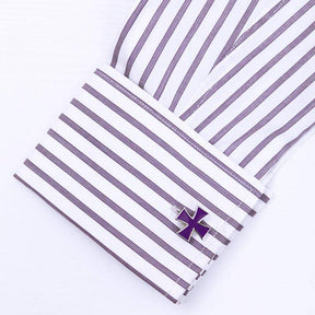 Knights Templar Cufflink - Purple Silver Cross - Bricks Masons