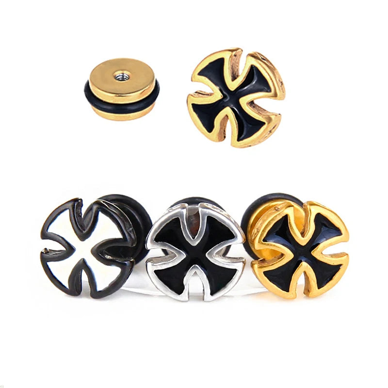 Knights Templar Earring - Stainless Steel Cross Various Colors - Bricks Masons