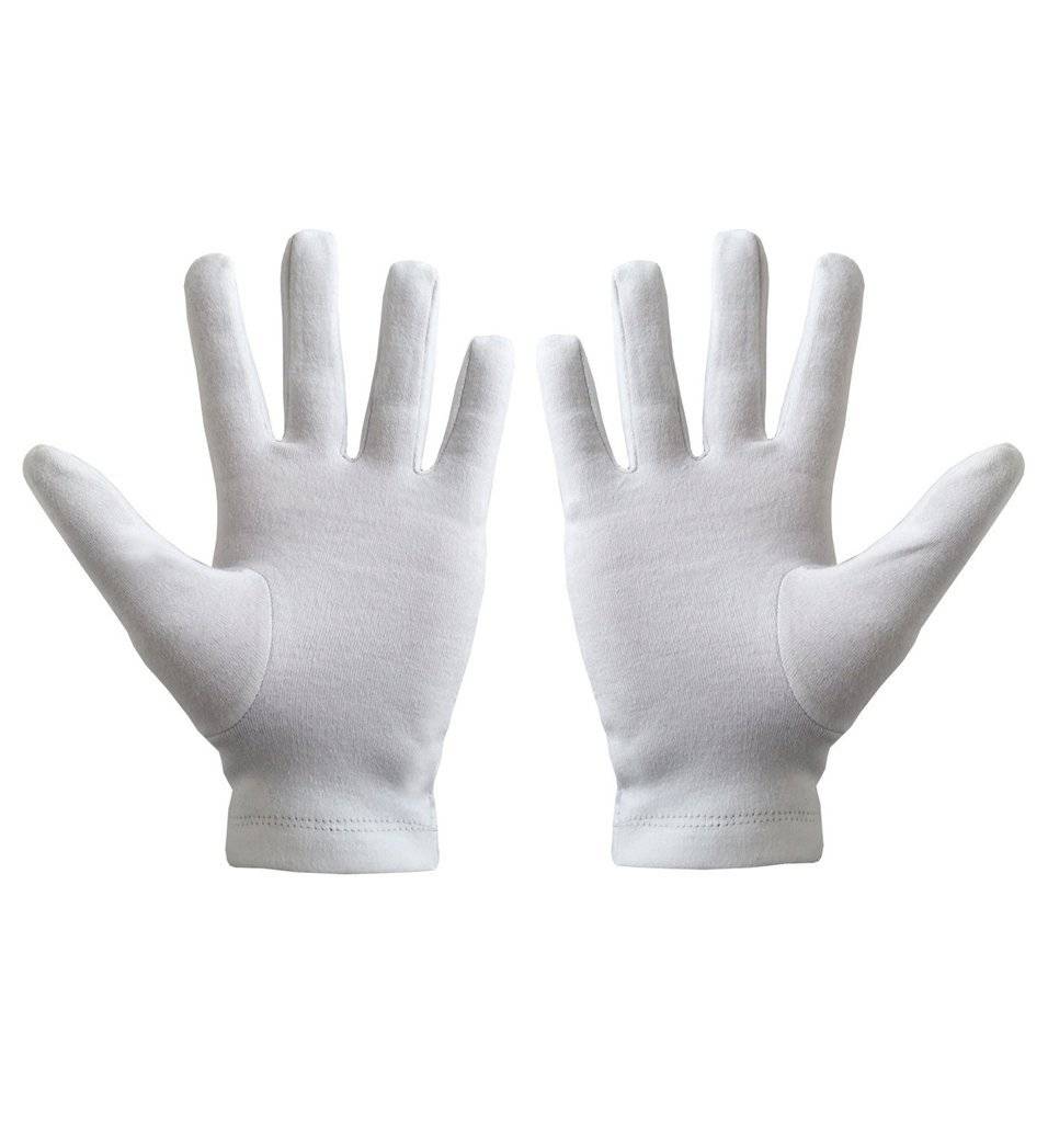Knights Templar Commandery Gloves - White Cotton Machine Embroidered Logo - Bricks Masons