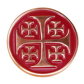 Knights Templar Lapel Pin - Red Jerusalem Solomon's Temple - Bricks Masons