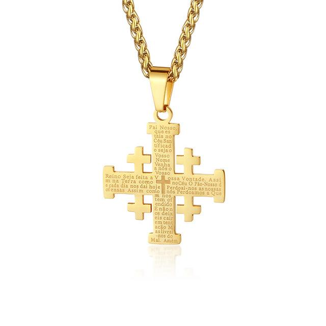 Knights Templar Necklace - Jerusalem Cross Pendant - Bricks Masons