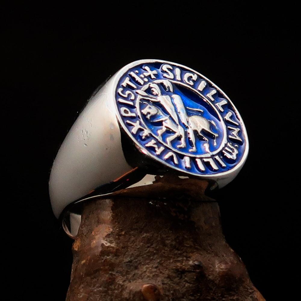 Knights Templar Ring - Blue Sigillum MilItum XPISTI - Bricks Masons