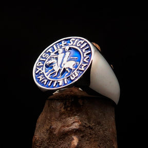 Knights Templar Ring - Blue Sigillum MilItum XPISTI - Bricks Masons
