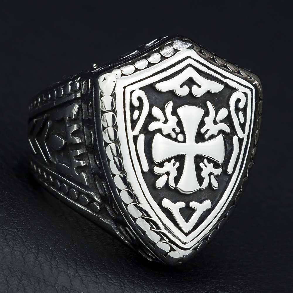 Knights Templar Ring - Cross Motif - Bricks Masons