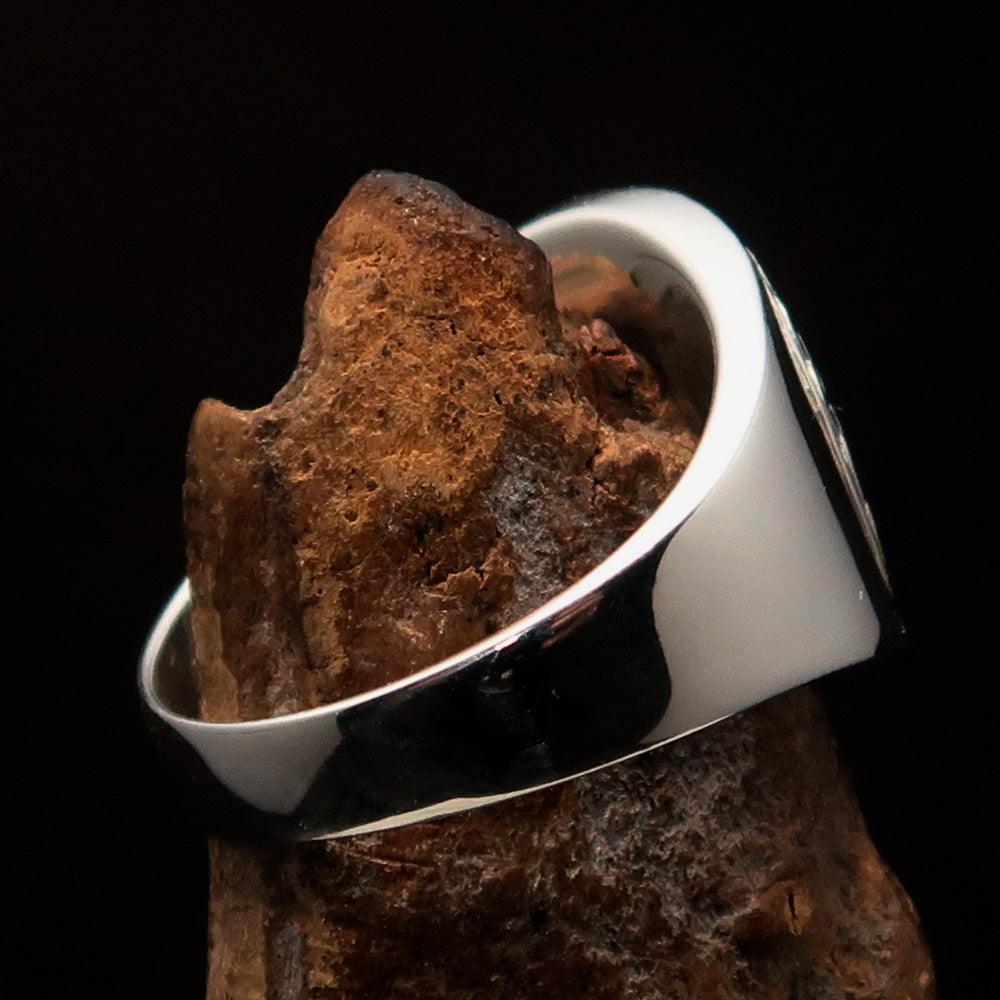 Knights Templar Ring - Polished Cross Sterling Silver - Bricks Masons