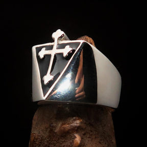 Knights Templar Ring - Silver Cross Sterling Silver - Bricks Masons