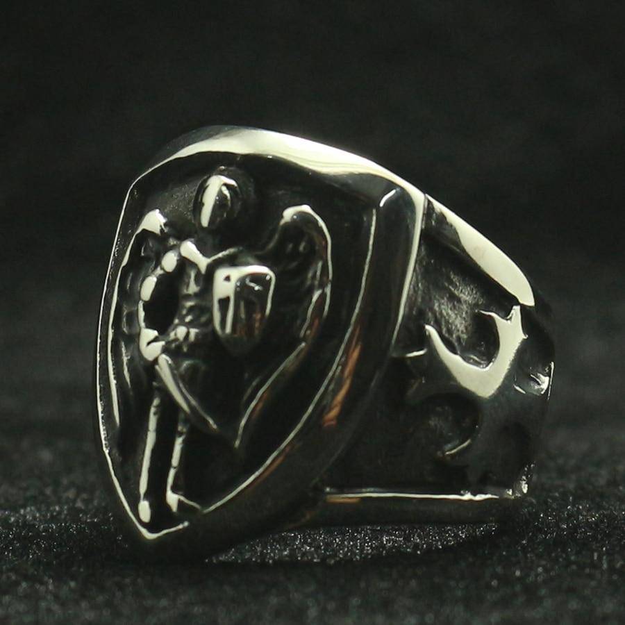 Knights Templar Ring - St. Michael The Archangel Silver - Bricks Masons