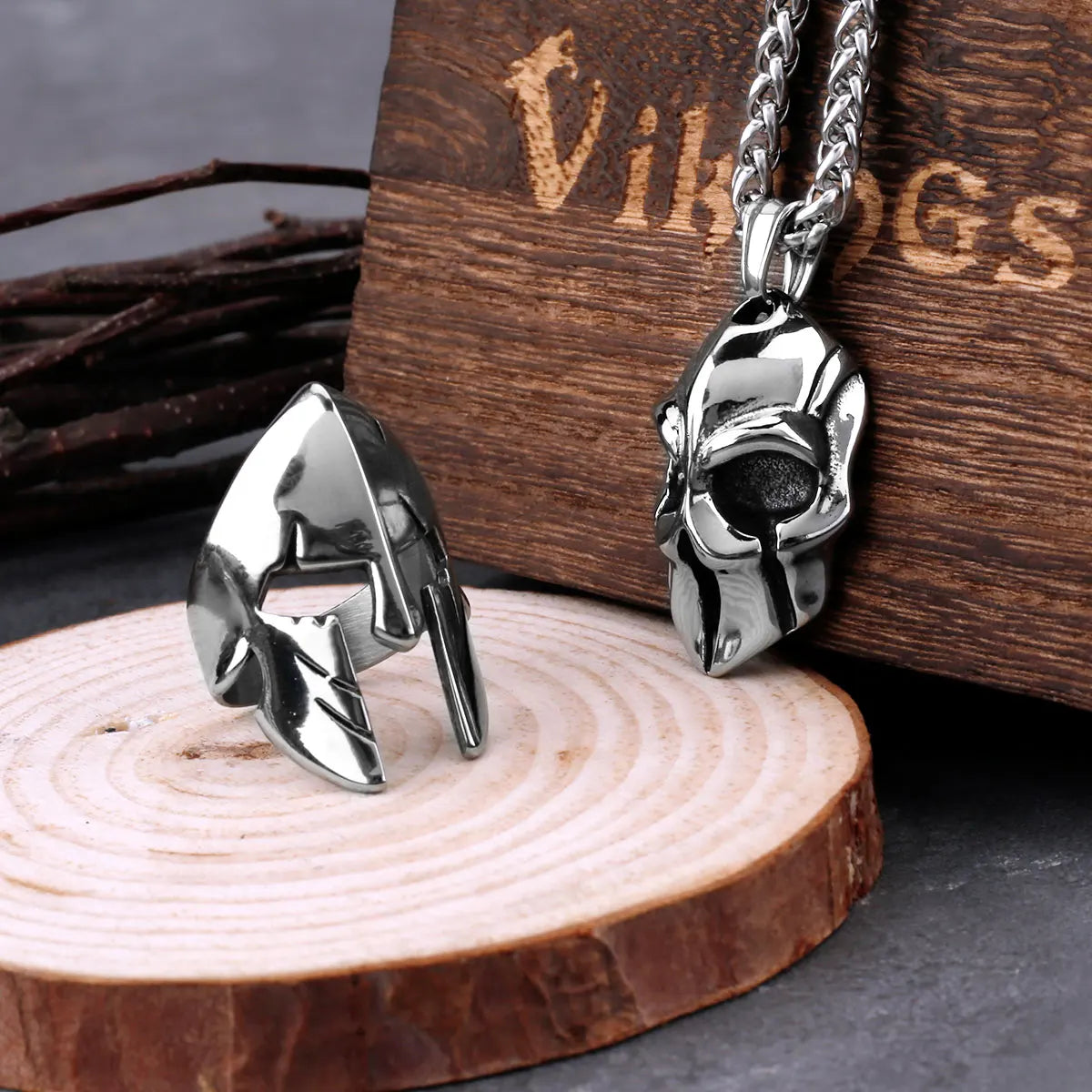 Knights Templar Ring - Stainless Steel Helmet Design - Bricks Masons